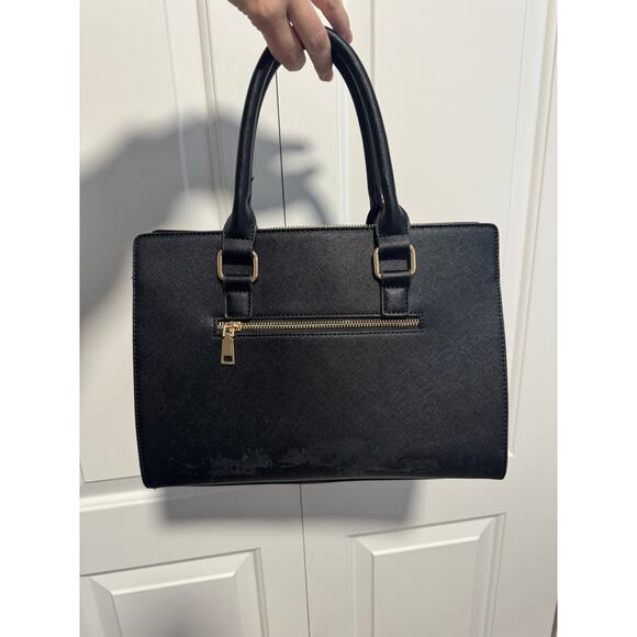 Miztique Black Leather Satchel Doctor Bag with Gold Metal Zipper - Picture 4 of 11